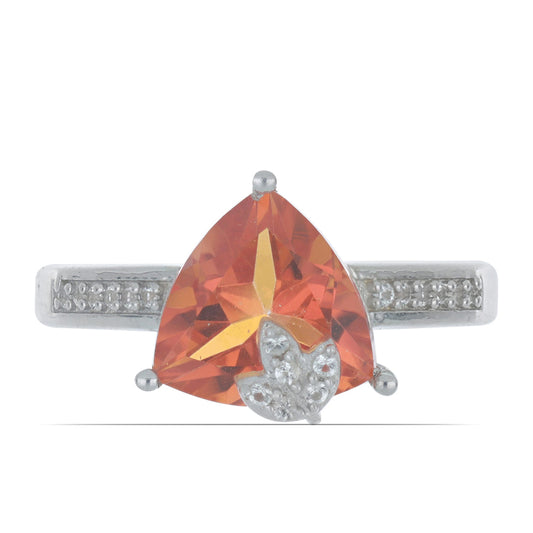 Silberring mit Padparadscha Quarz und weißem Topas