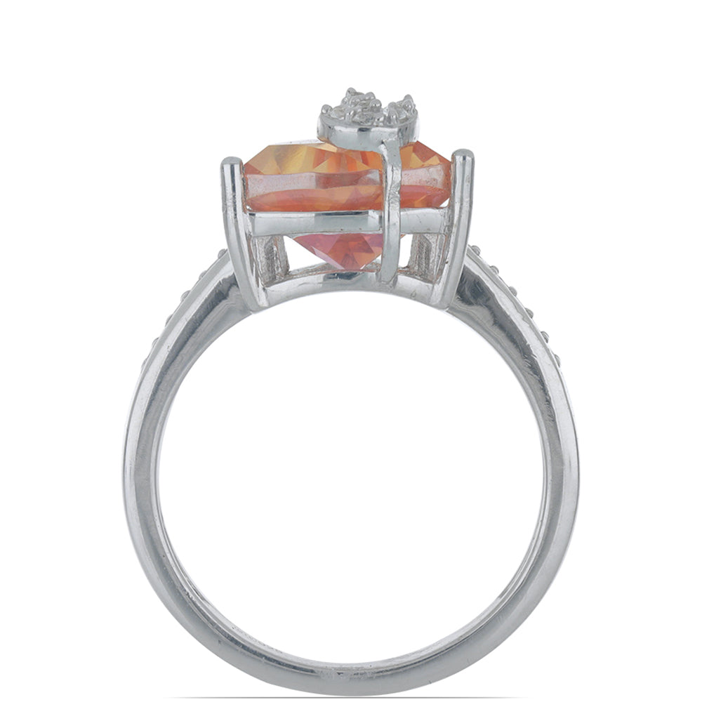 Silberring mit Padparadscha Quarz und weißem Topas 4 