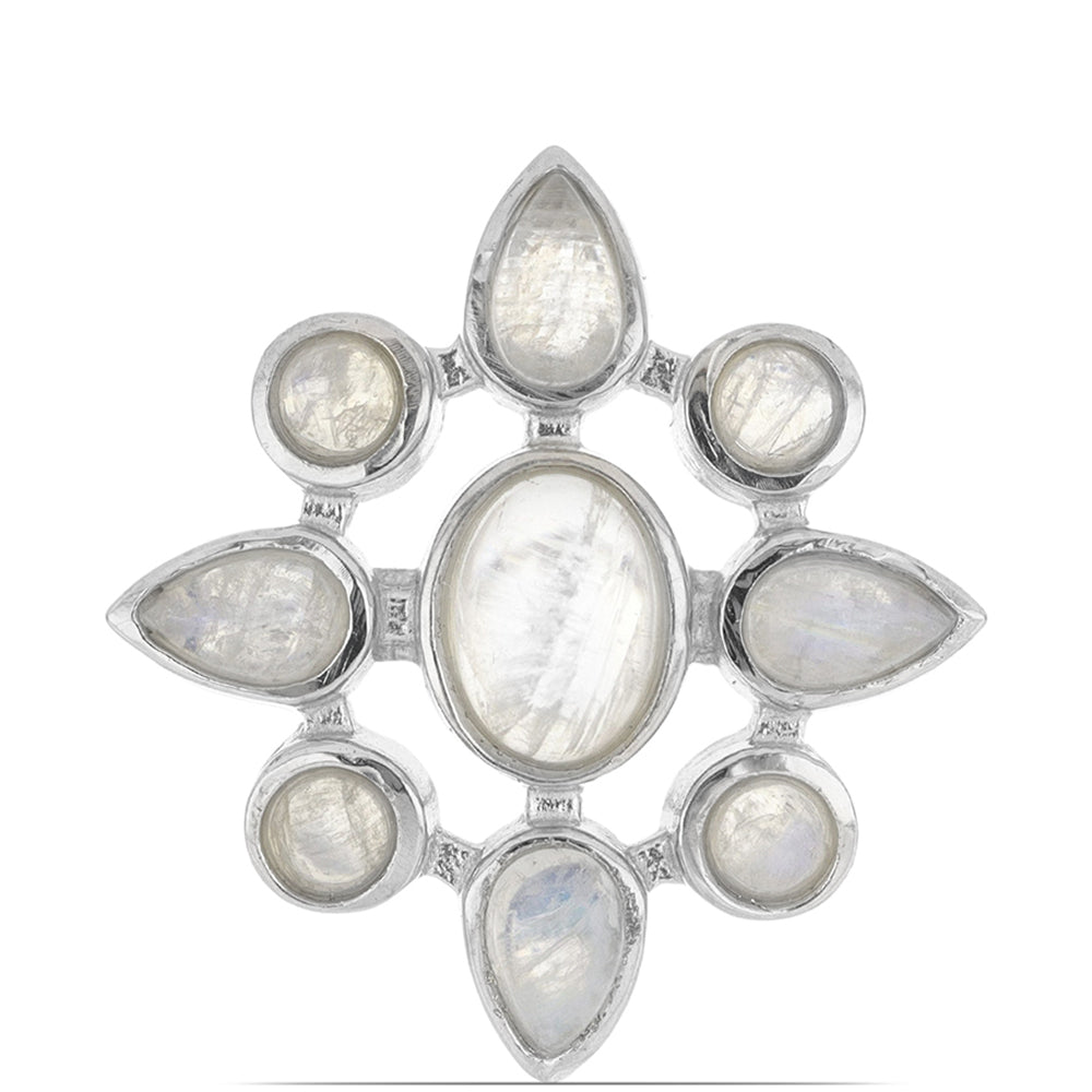 Silberring mit Regenbogenmondstein 1 