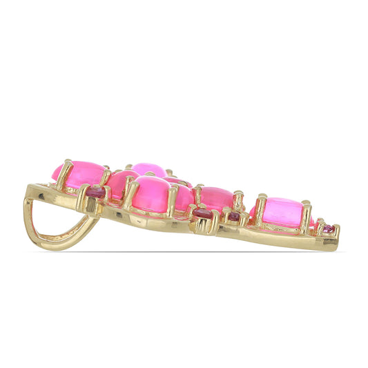 Goldplattierter Silberanhänger mit rosa Opal aus Lega Dembi