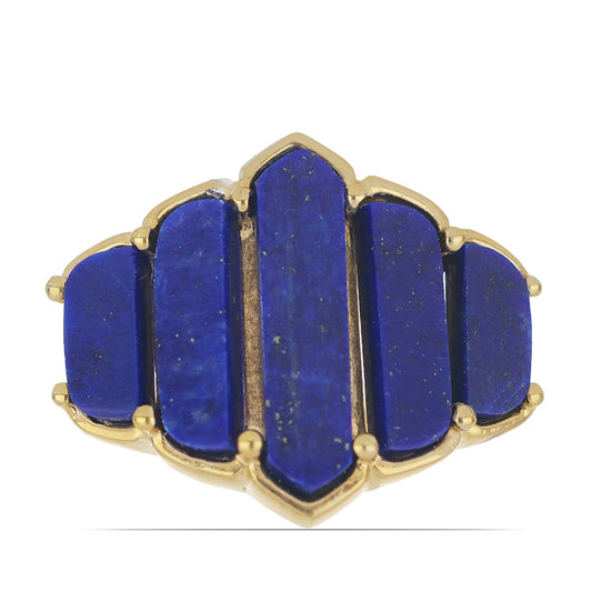 Goldplattierter Silberring mit Lapislazuli aus Badakhshan