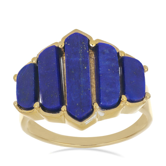 Goldplattierter Silberring mit Lapislazuli aus Badakhshan