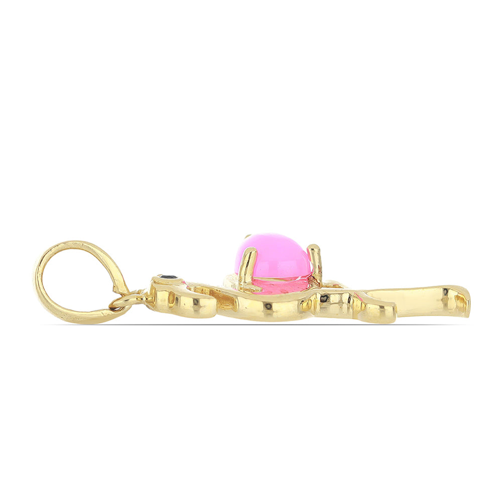 Goldplattierter Silberanhänger mit rosa Opal aus Lega Dembi und schwarzem Spinell aus Gorno Badakhshan 2 