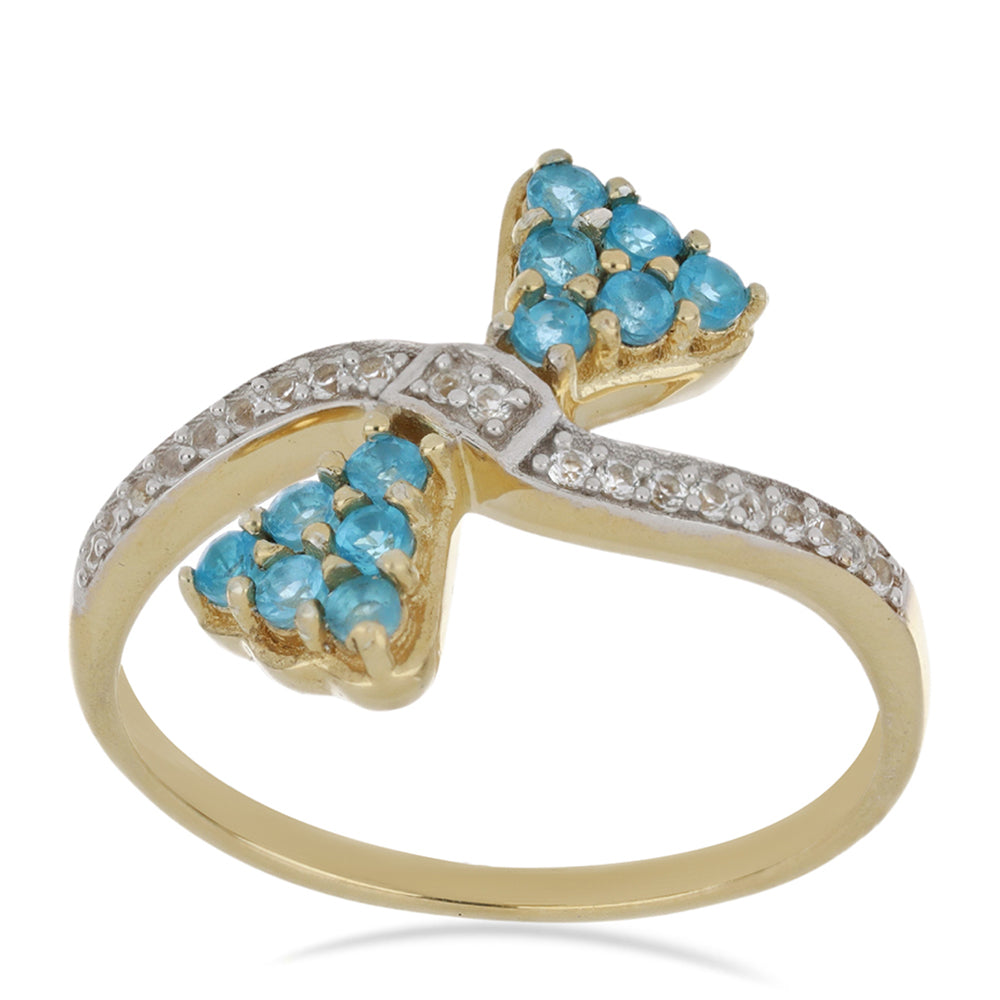 Goldplattierter Silberring mit neon Apatit aus Sludyanka und weißem Topas 3 