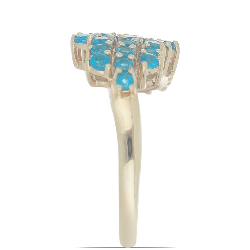 Goldplattierter Silberring mit neon Apatit aus Sludyanka 2 