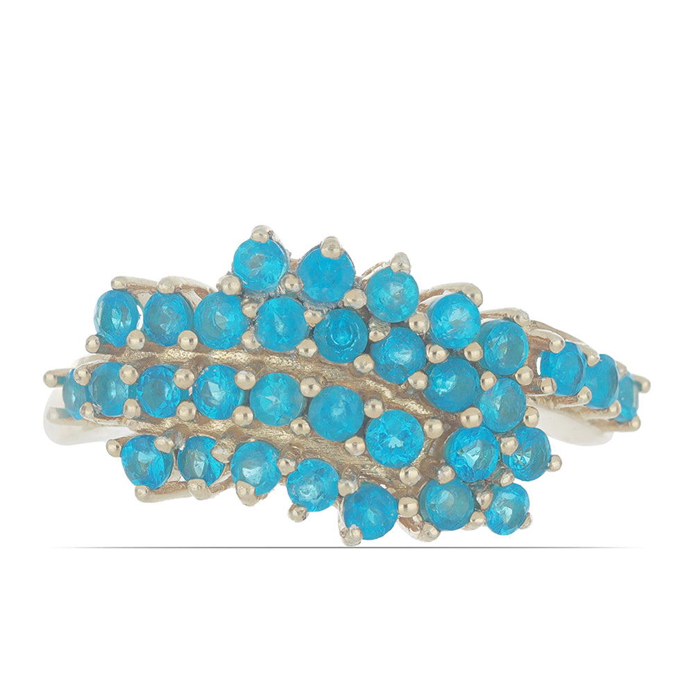 Goldplattierter Silberring mit neon Apatit aus Sludyanka