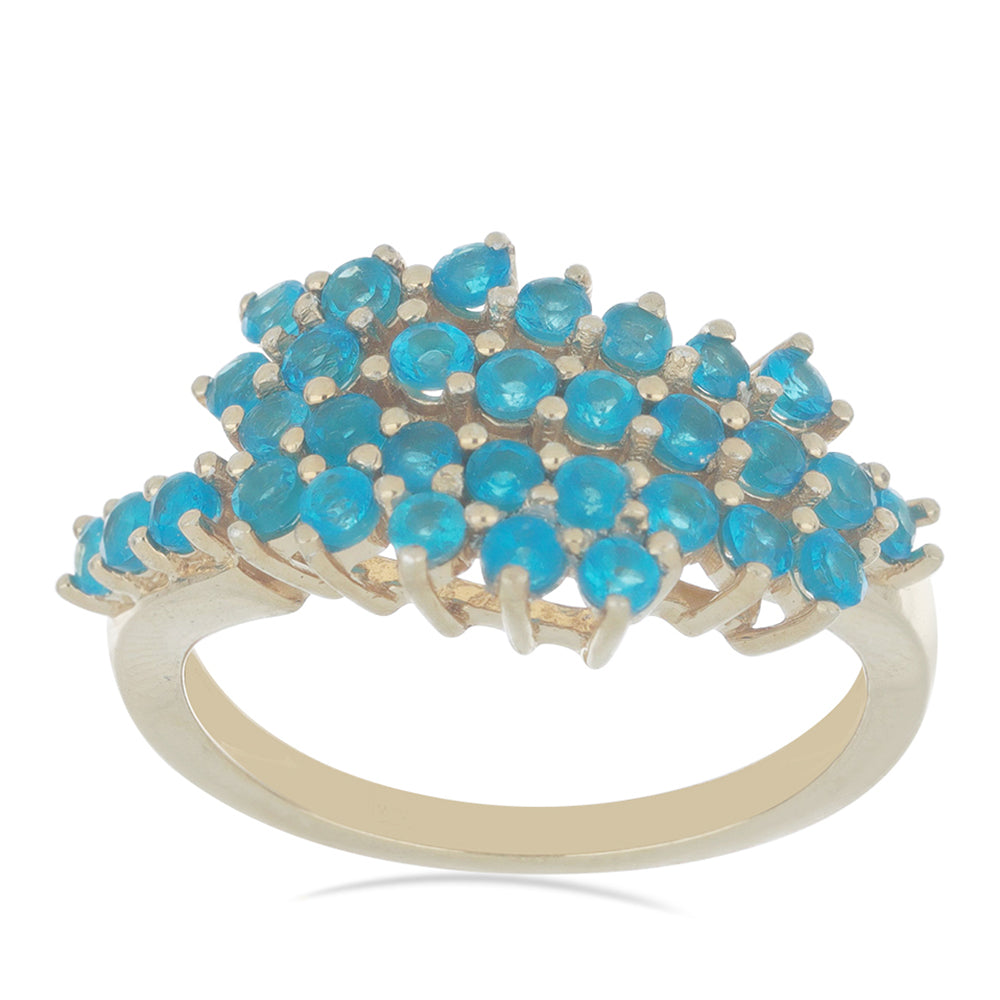 Goldplattierter Silberring mit neon Apatit aus Sludyanka 1 