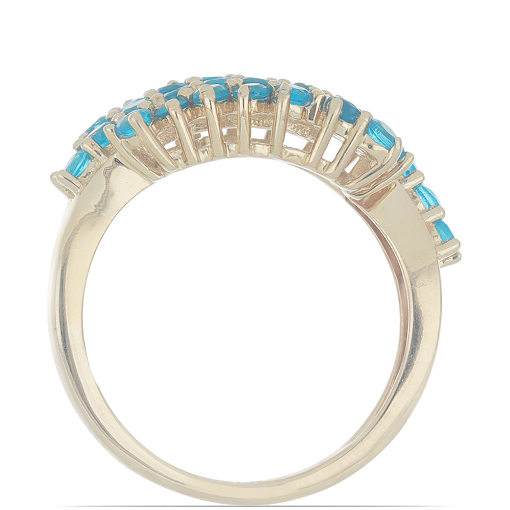 Goldplattierter Silberring mit neon Apatit aus Sludyanka