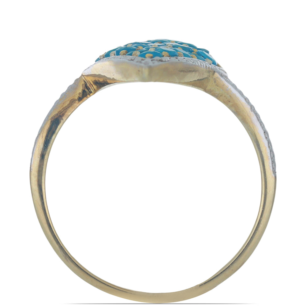 Goldplattierter Silberring mit neon Apatit aus Sludyanka und weißem Topas 2 