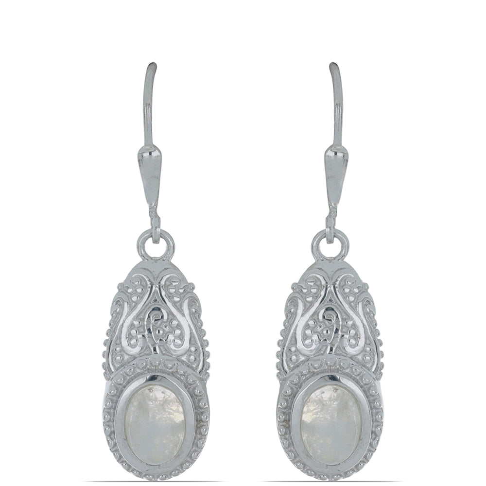 Silberohrringe mit Regenbogenmondstein
