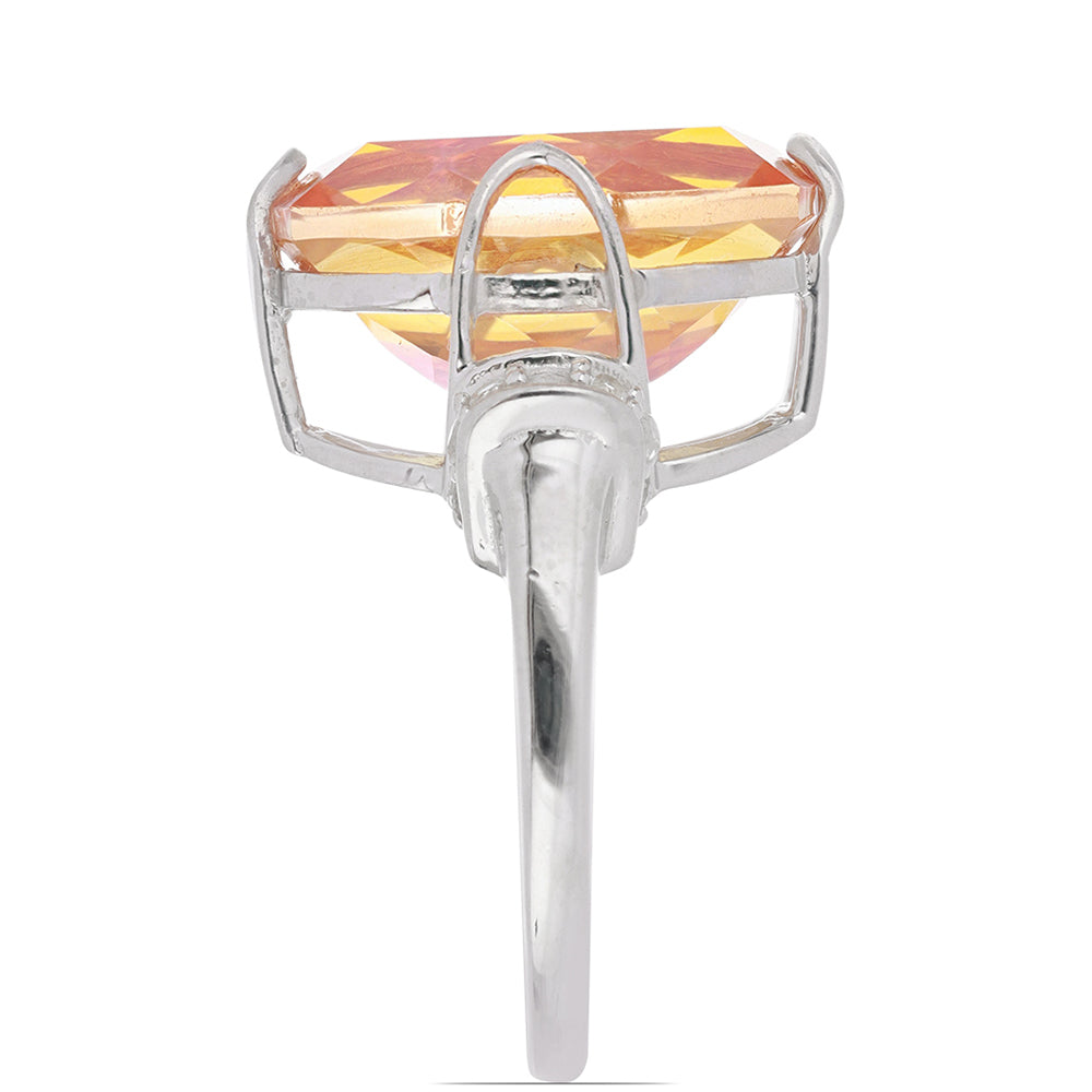 Silberring mit Padparadscha Quarz und weißem Topas 2 