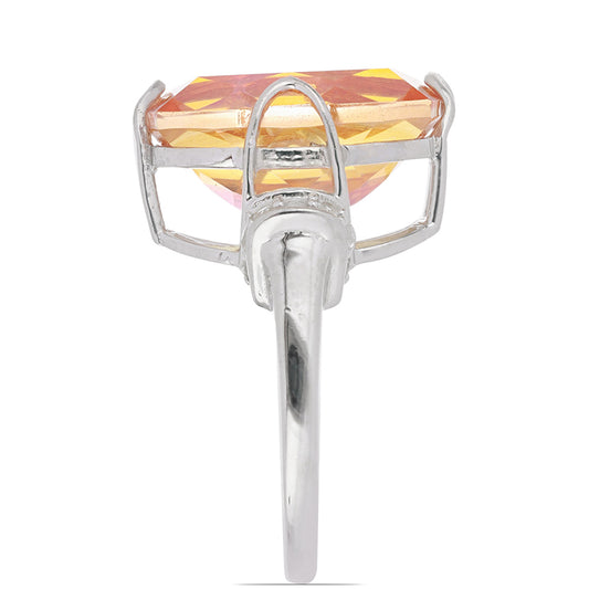 Silberring mit Padparadscha Quarz und weißem Topas