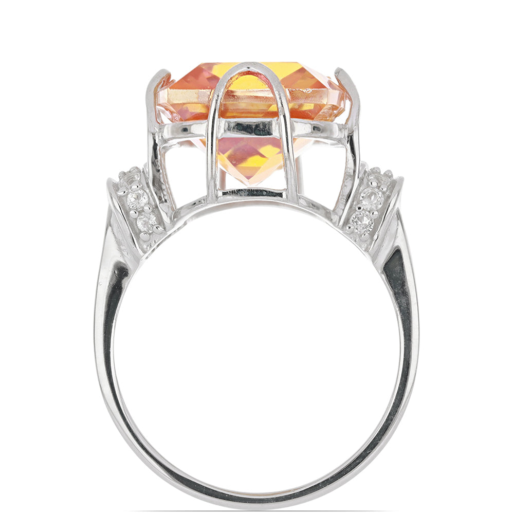 Silberring mit Padparadscha Quarz und weißem Topas 3 