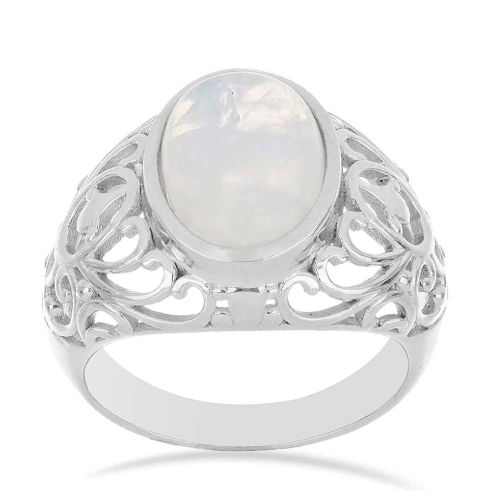 Silberring mit Regenbogenmondstein 3 