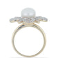 Goldplattierter Silberring mit weißer Süßwasserperle und weißem Topas