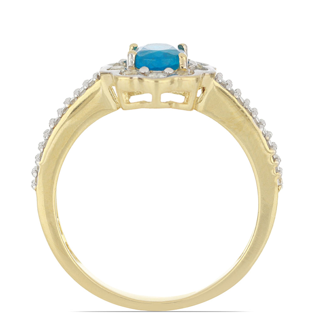 Goldplattierter Silberring mit neon Apatit aus Sludyanka und weißem Topas 3 