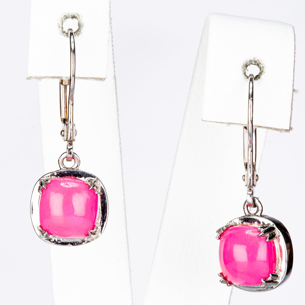 Silberohrringe mit rosa äthiopischem Opal aus Lega Dembi 3 
