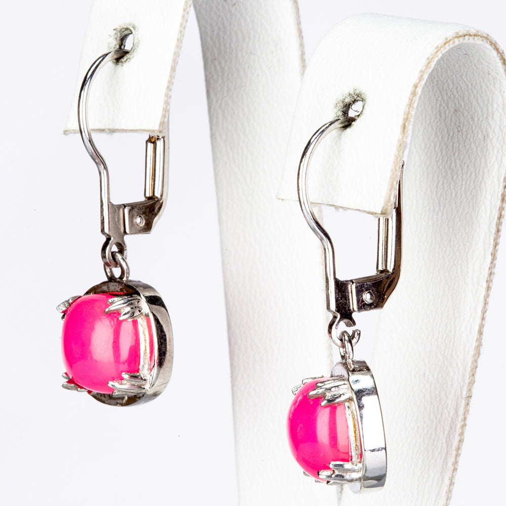 Silberohrringe mit rosa äthiopischem Opal aus Lega Dembi 4 