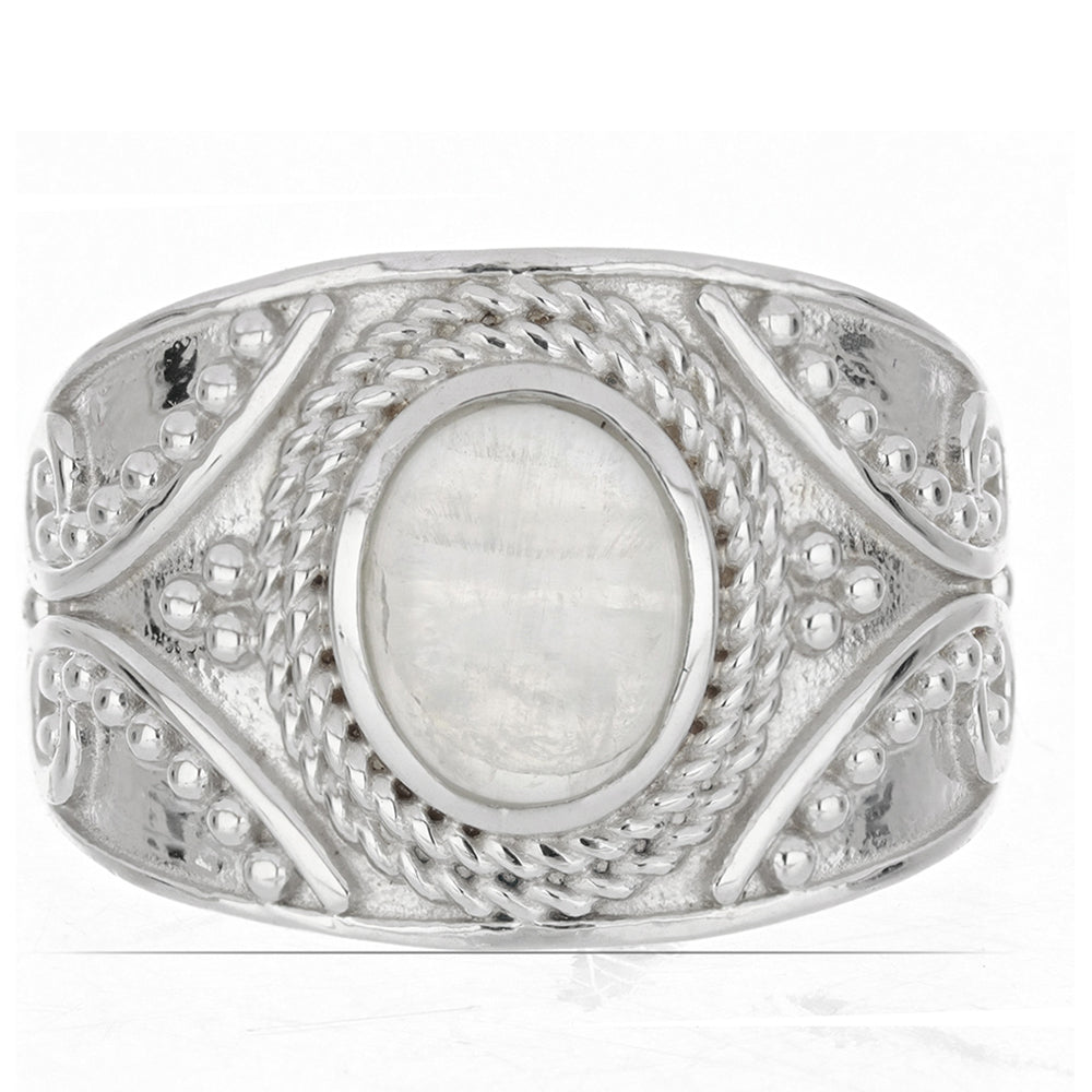 Silberring mit Regenbogenmondstein 1 