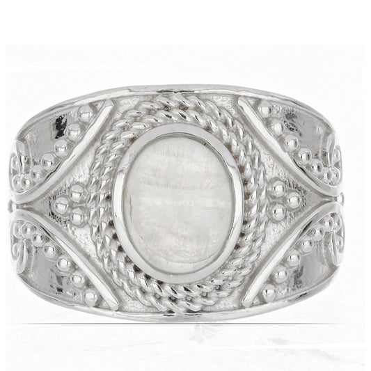 Silberring mit Regenbogenmondstein