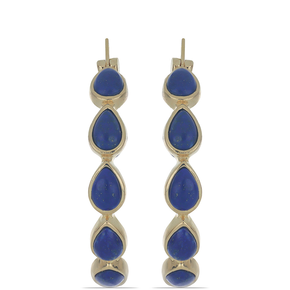 Goldplattierte Silberohrringe mit Lapislazuli aus Badakhshan