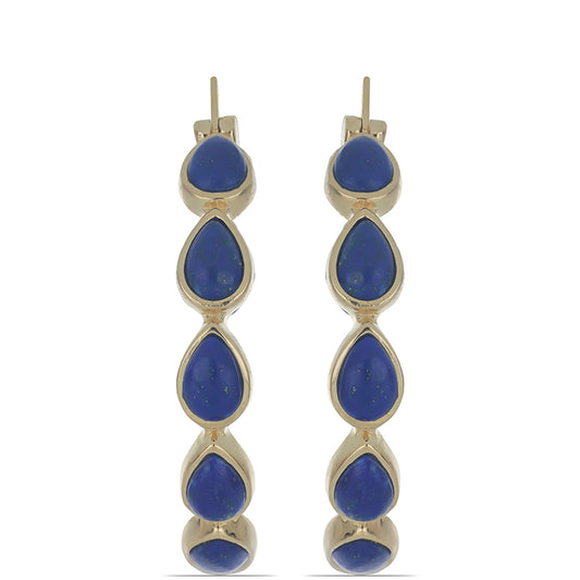 Goldplattierte Silberohrringe mit Lapislazuli aus Badakhshan