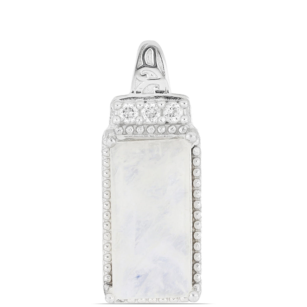 Silberanhänger mit Regenbogenmondstein und weißem Topas 1 