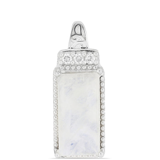 Silberanhänger mit Regenbogenmondstein und weißem Topas