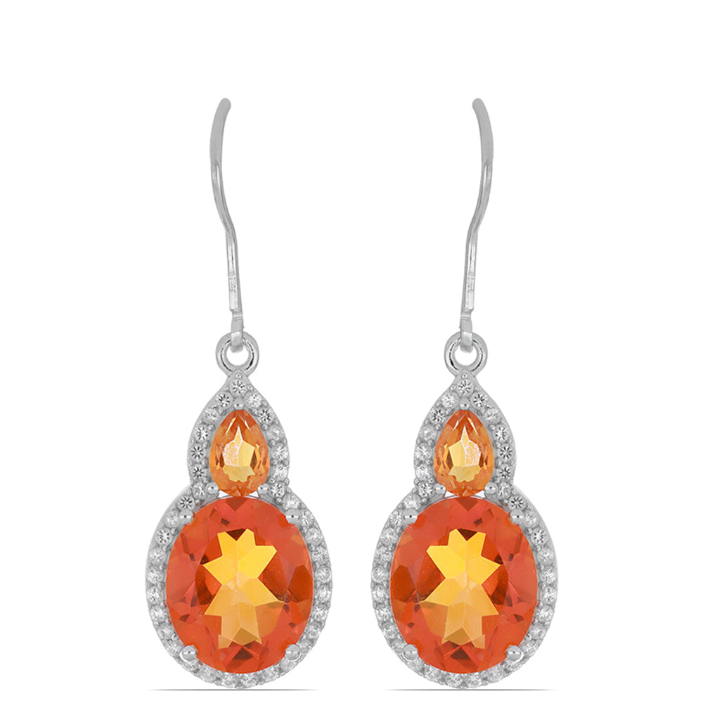 Silberohrringe mit Padparadscha Quarz 1 