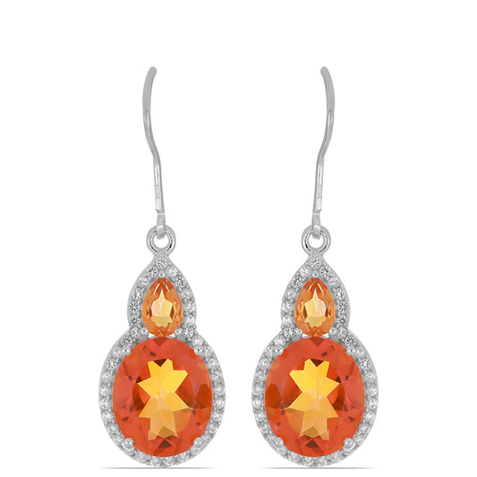 Silberohrringe mit Padparadscha Quarz