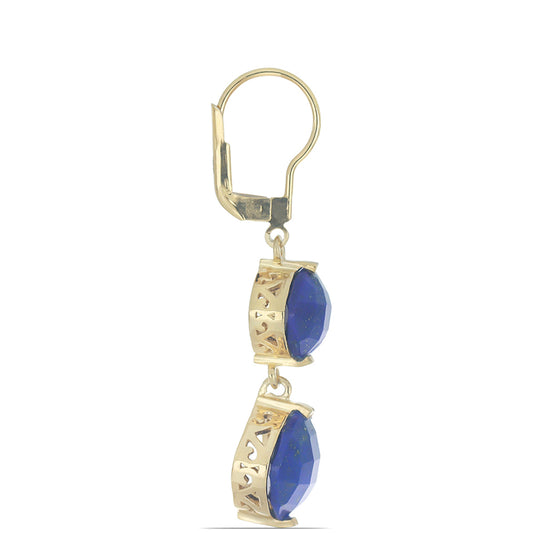 Goldplattierte Silberohrringe mit Lapislazuli aus Badakhshan