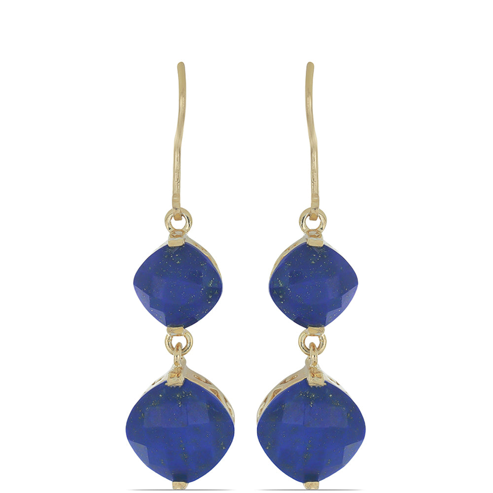 Goldplattierte Silberohrringe mit Lapislazuli aus Badakhshan