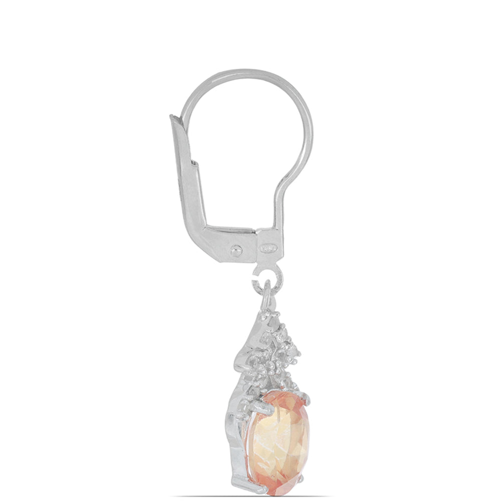 Silberohrringe mit Padparadscha Quarz und weißem Topas 2 