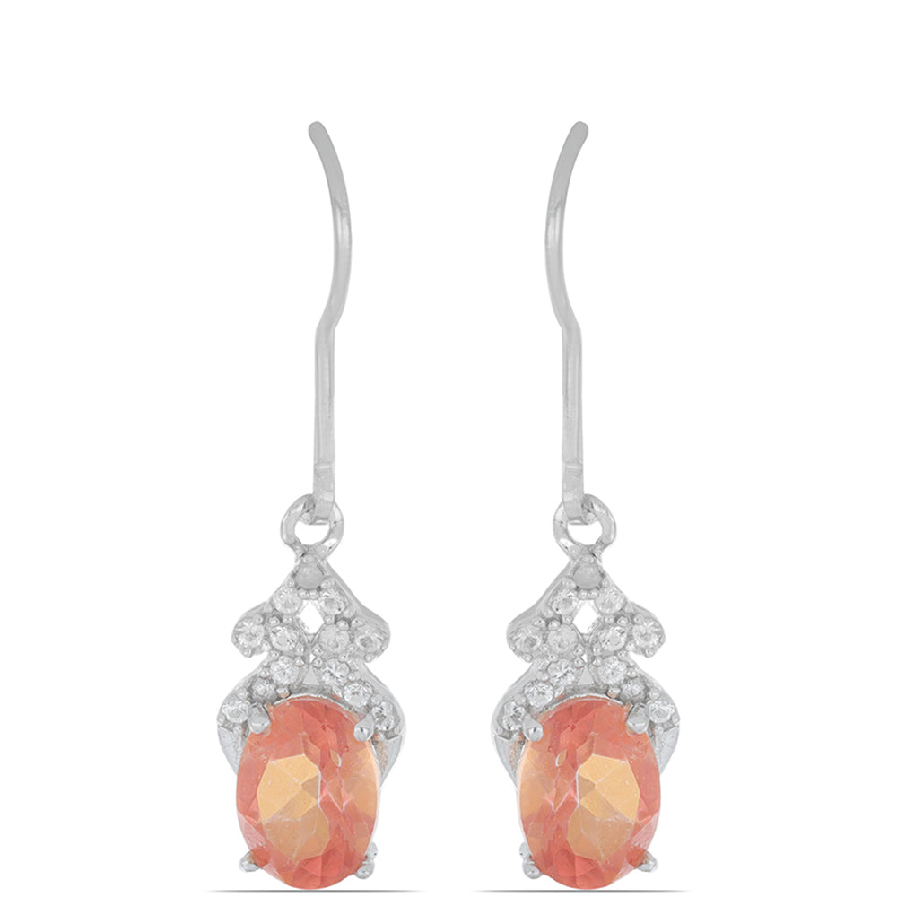 Silberohrringe mit Padparadscha Quarz und weißem Topas 1 