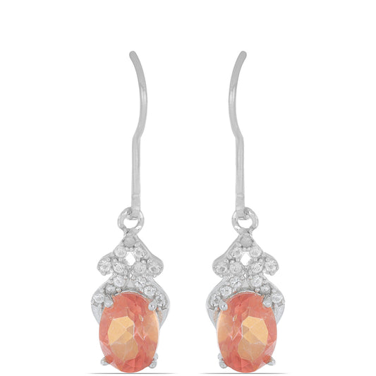 Silberohrringe mit Padparadscha Quarz und weißem Topas