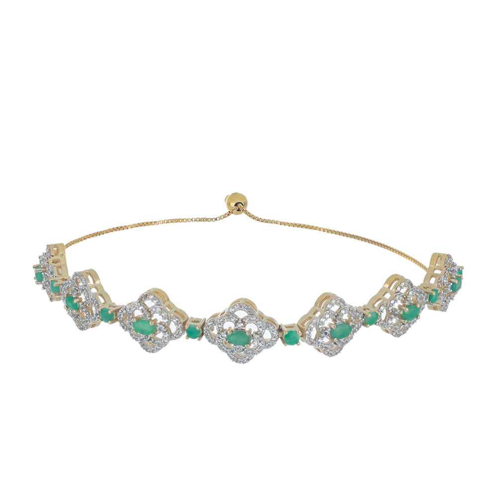 Goldplattiertes Silberarmband mit brasilianischem Smaragd 1 