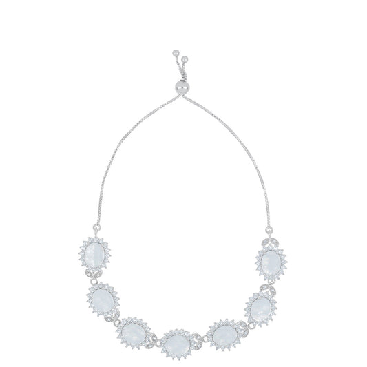 Silberarmband mit Regenbogenmondstein und weißem Topas