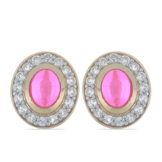 Goldplattierte Silberohrringe mit rosa Opal aus Lega Dembi