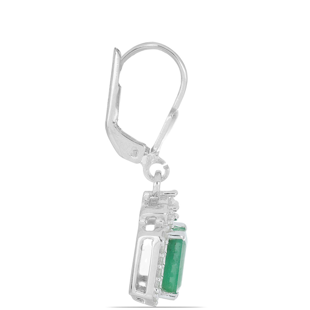 Silberohrringe mit brasilianischem Smaragd und weißem Topas 2 