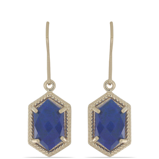 Goldplattierte Silberohrringe mit Lapislazuli aus Badakhshan