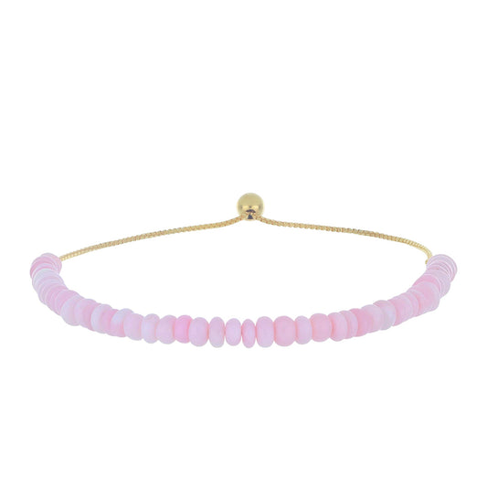 Goldplattiertes Silberarmband mit rosa Opal aus Lega Dembi