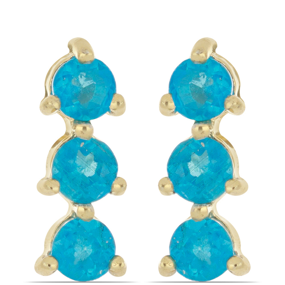 Goldplattierte Silberohrringe mit neon Apatit aus Sludyanka