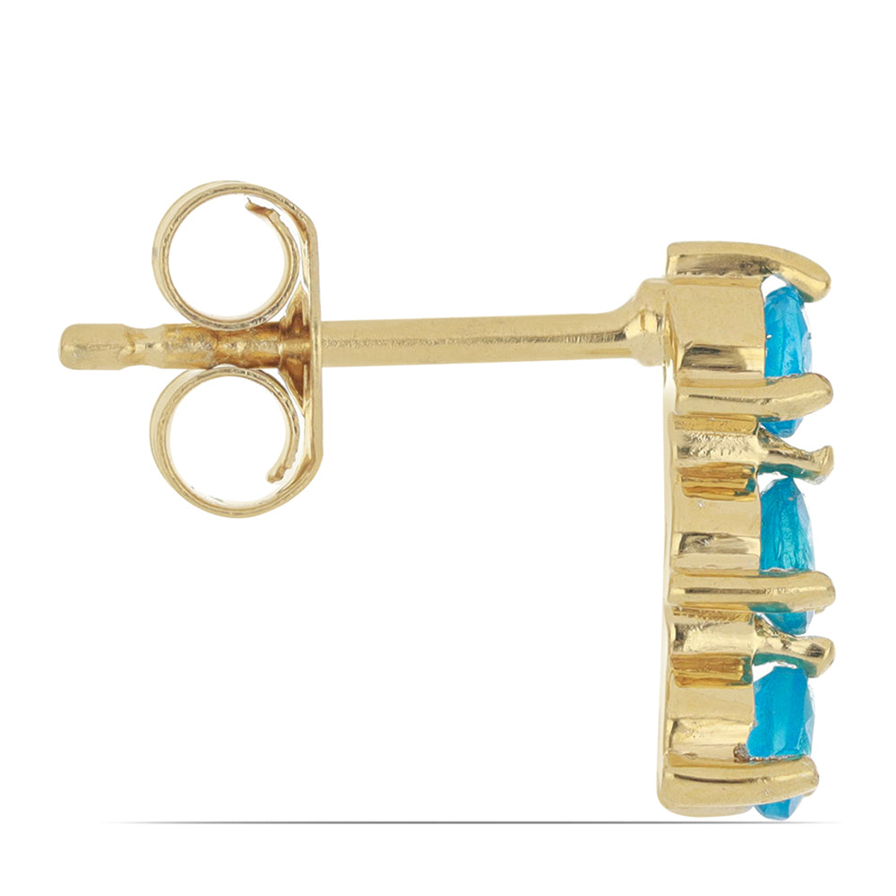 Goldplattierte Silberohrringe mit neon Apatit aus Sludyanka 2 