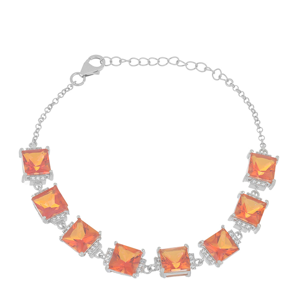 Silberarmband mit Padparadscha Quarz und weißem Topas 1 