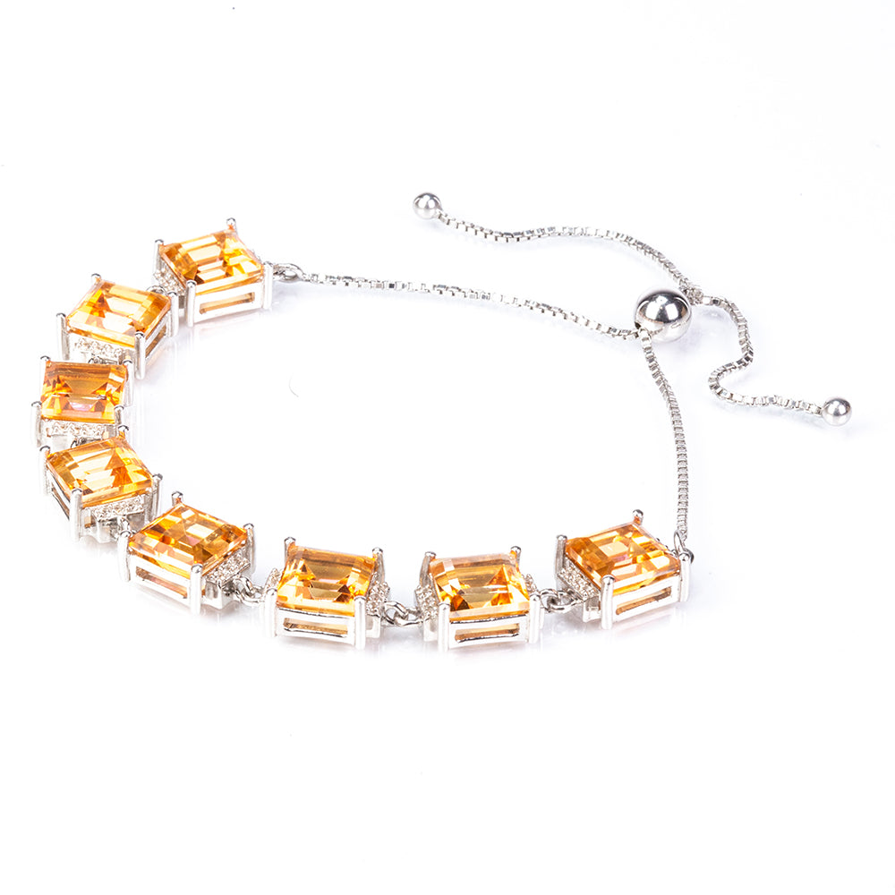 Silberarmband mit Padparadscha Quarz und weißem Topas 2 