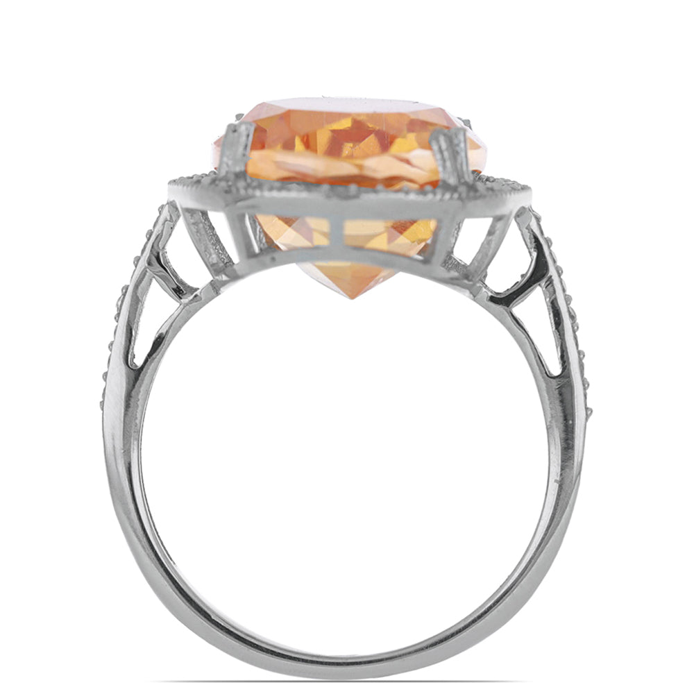 Silberring mit Padparadscha Quarz und weißem Topas 3 