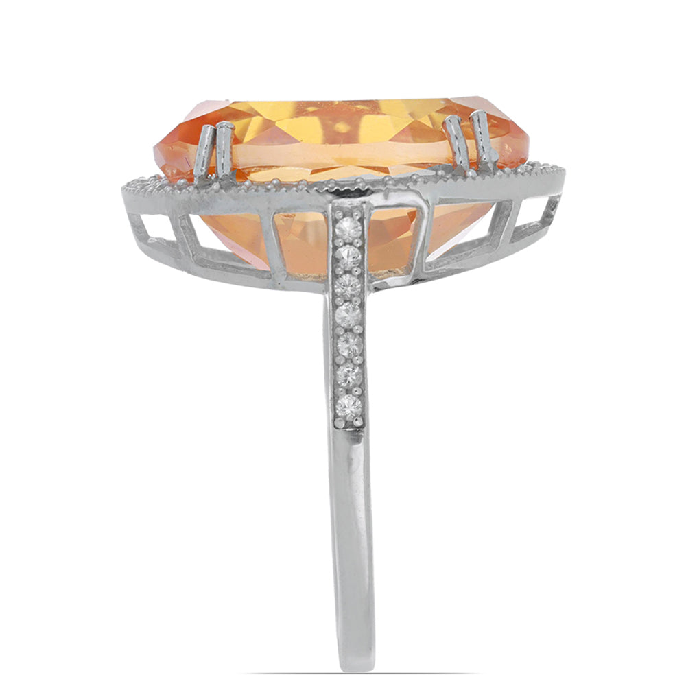 Silberring mit Padparadscha Quarz und weißem Topas 4 