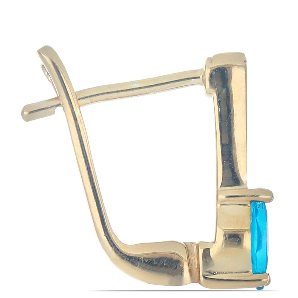 Goldplattierte Silberohrringe mit neon Apatit aus Sludyanka 2 