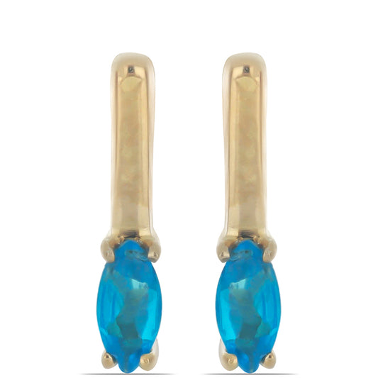 Goldplattierte Silberohrringe mit neon Apatit aus Sludyanka