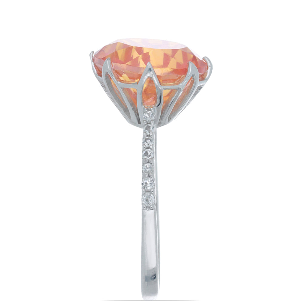 Silberring mit Padparadscha Quarz und weißem Topas 3 